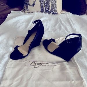 🔥NEW VINCE CAMUTO IMAGINE LESSLI Black Luxury High Heels & Gift Tote Bag.